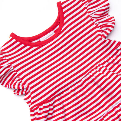 Penny Flutter Sleeve Dress, Red Stripe
