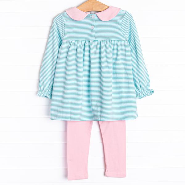 Olivia Legging Set, Pink and Mint Stripe