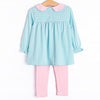 Olivia Legging Set, Pink and Mint Stripe