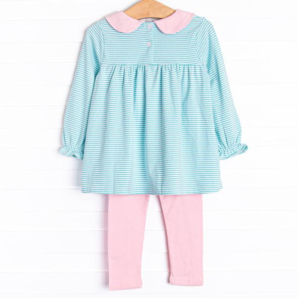 Olivia Legging Set, Pink and Mint Stripe