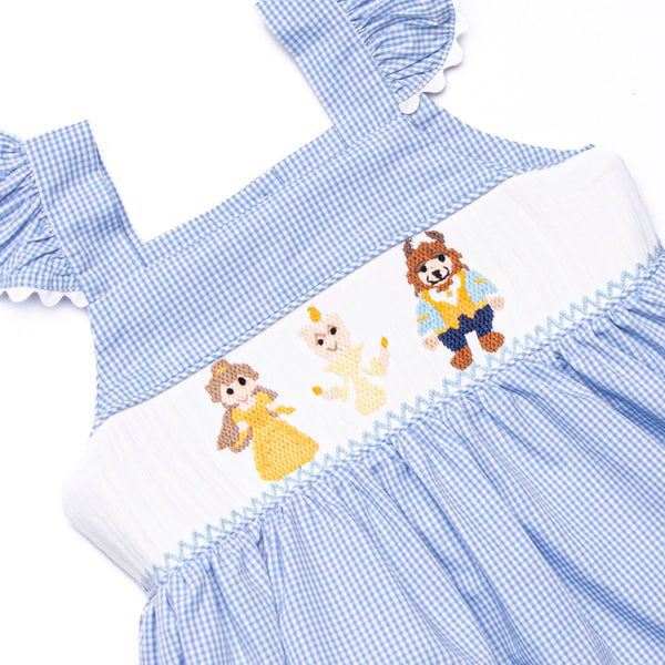 Blushing Beauty Smocked Dress, Blue Gingham