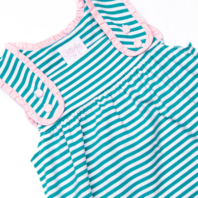 Julie Dress, Light Pink and Teal Stripe