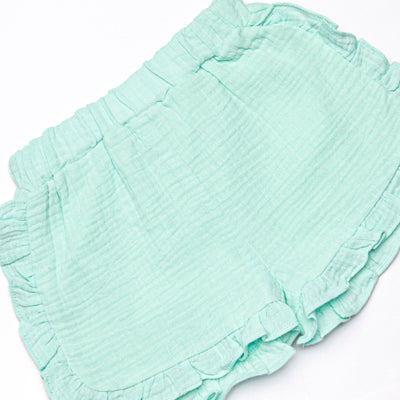 Island Blooms Muslin Short Set, Green