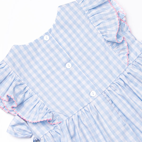 Amusement Park Mouse Smocked Side Tie Dress, Blue