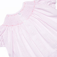 Scalloped Slices Smocked Bubble, Pink Seersucker