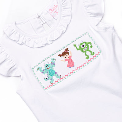 Monster Dreams Smocked Ruffle Short Set, Green
