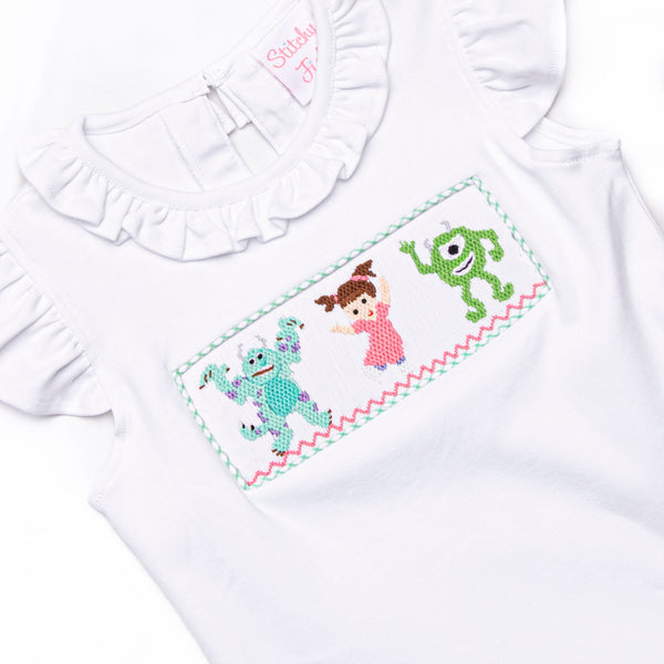 Monster Dreams Smocked Ruffle Short Set, Green
