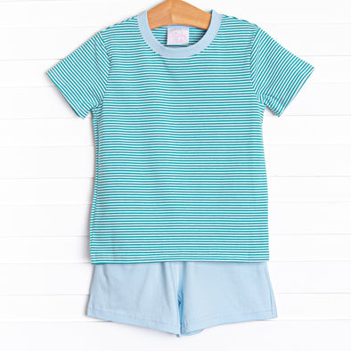 Charles Short Set, Teal Stripe