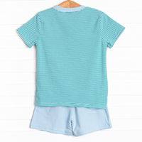 Charles Short Set, Teal Stripe
