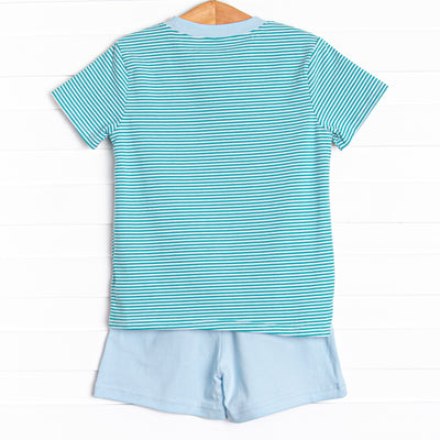 Charles Short Set, Teal Stripe