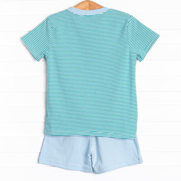 Charles Short Set, Teal Stripe
