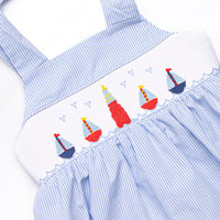 Beach Beacon Smocked Ruffle Short Set, Blue
