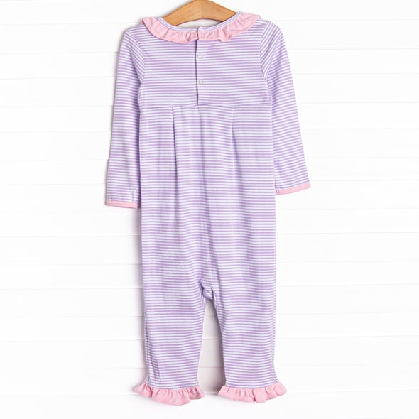 Stella Pima Ruffle Romper, Purple