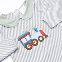 Steam Engine Applique Bubble, Green Stripe
