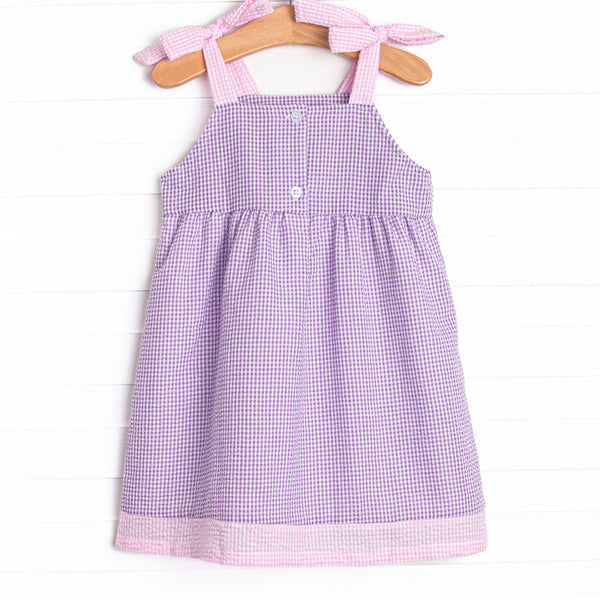 Swirls and Sprouts Applique Dress, Purple