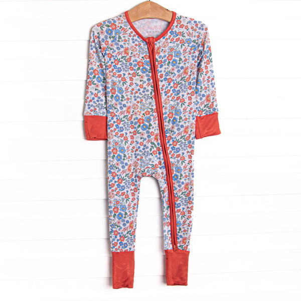 Coastal Camellia Bamboo Zippy Pajama, Red