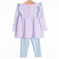 Lillie Flutter Pima Legging Set, Purple Stripe