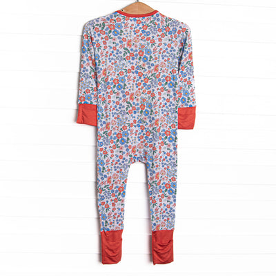 Coastal Camellia Bamboo Zippy Pajama, Red