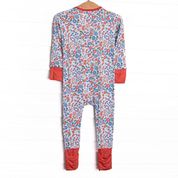 Coastal Camellia Bamboo Zippy Pajama, Red