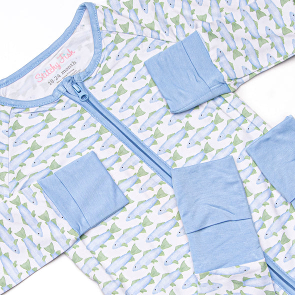 Clear Lake Catch Bamboo Zippy Pajama, Blue