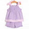 Swirls and Sprouts Applique Short Set, Purple
