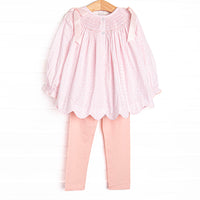 Tannenbaum Treasures Smocked Legging Set, Pink