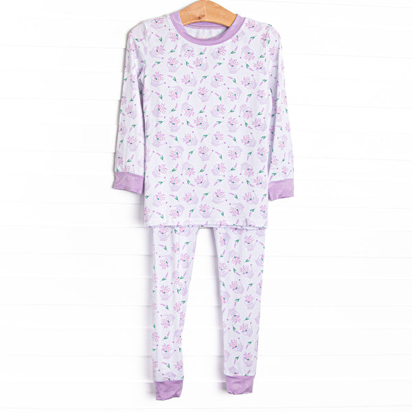 Sprout and Sprinkle Bamboo Pajama Set, Purple