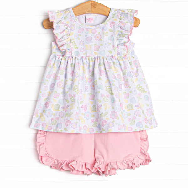 Critter Crawlers Ruffle Short Set, Pink