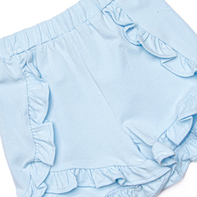 Elle Ruffle Short Set, Teal Stripe
