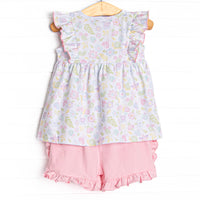 Critter Crawlers Ruffle Short Set, Pink