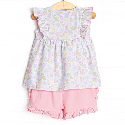 Critter Crawlers Ruffle Short Set, Pink