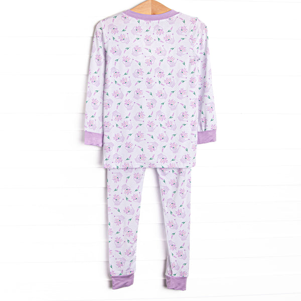 Sprout and Sprinkle Bamboo Pajama Set, Purple