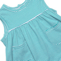 Elle Ruffle Short Set, Teal Stripe
