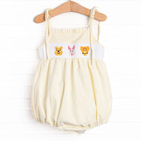 Fun Friends Smocked Ruffle Bubble, Yellow Seersucker