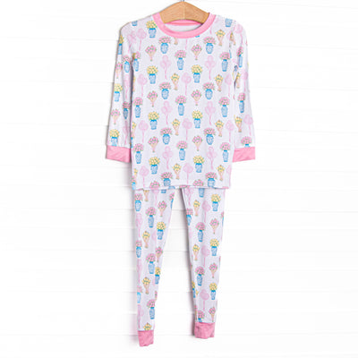 Garden Party Petals Bamboo Pajama Set, Pink