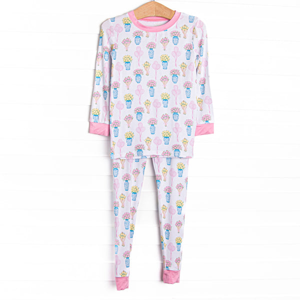 Garden Party Petals Bamboo Pajama Set, Pink