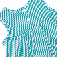Elle Ruffle Short Set, Teal Stripe