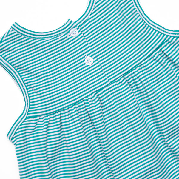 Elle Ruffle Short Set, Teal Stripe