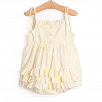 Fun Friends Smocked Ruffle Bubble, Yellow Seersucker