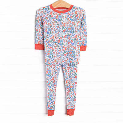Coastal Camellia Bamboo Pajama Set, Red