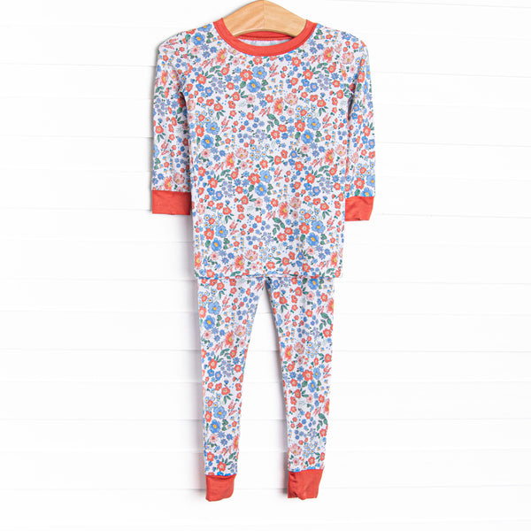 Coastal Camellia Bamboo Pajama Set, Red