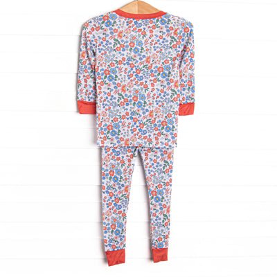 Coastal Camellia Bamboo Pajama Set, Red