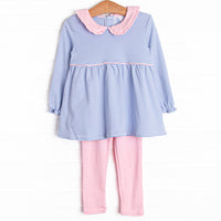 Stella Pima Legging Set, Blue Stripe
