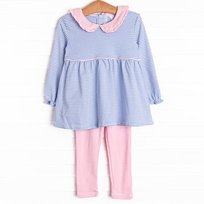 Stella Pima Legging Set, Blue Stripe