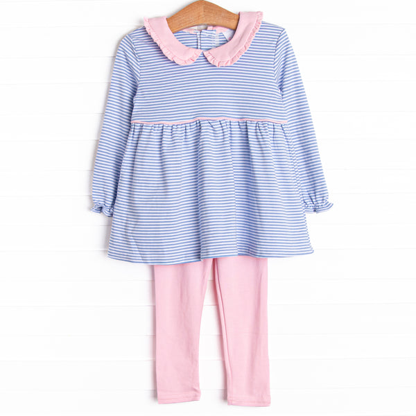 Stella Pima Legging Set, Blue Stripe