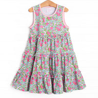 Water Lily Lady Tiered Dress, Green