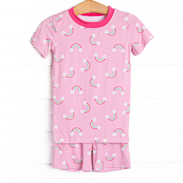 Rainy Day Rays Bamboo Pajama Short Set, Pink