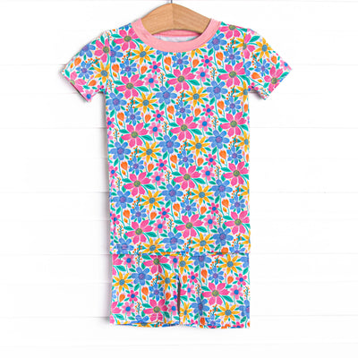 Groovy Garden Bamboo Pajama Short Set, Pink