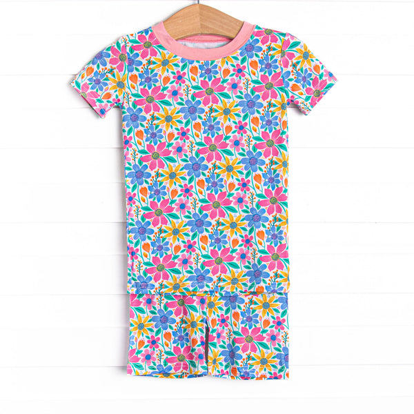 Groovy Garden Bamboo Pajama Short Set, Pink