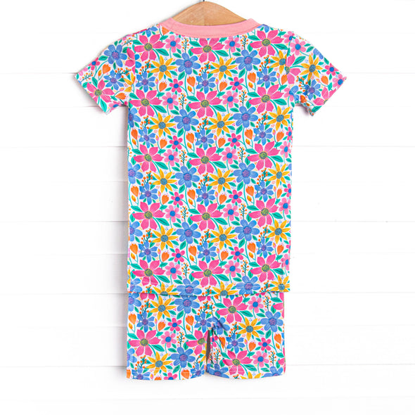 Groovy Garden Bamboo Pajama Short Set, Pink